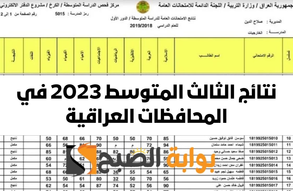 نتائج الثالث المتوسط 2023 في المحافظات العراقية 5