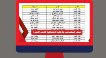 أسماء المشمولين بالرعاية الاجتماعية الوجبة الأخيرة