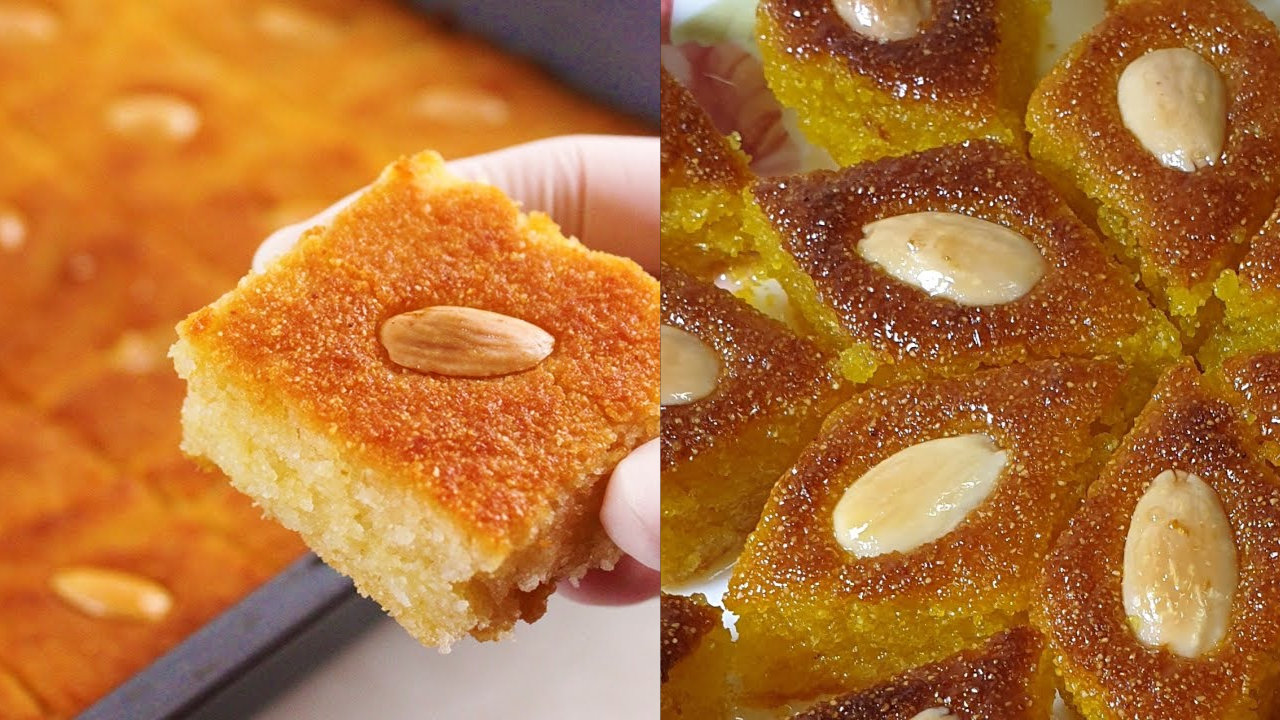 بمكونات اقتصادية حضري حلوى البسبوسة والهريسة في البيت بكل سهولة
