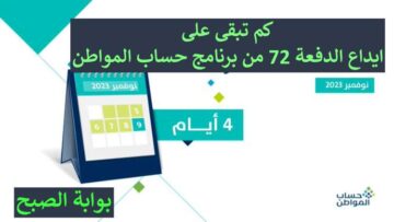 كم تبقى على ايداع الدفعة 72 من حساب المواطن.. إليكم الموعد وطريقة الاستعلام عن الأهلية