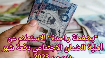 بضغطة واحدة الاستعلام عن أهلية الضمان الاجتماعي دفعة شهر ديسمبر 2023