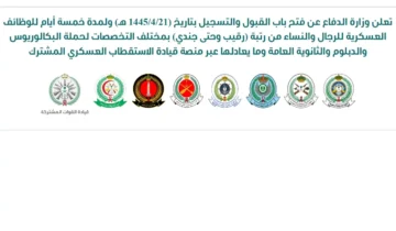 تسجيل في التجنيد الموحد 1445 بوزارة الدفاع