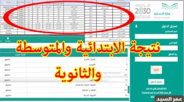 نتائج نظام نور الابتدائية