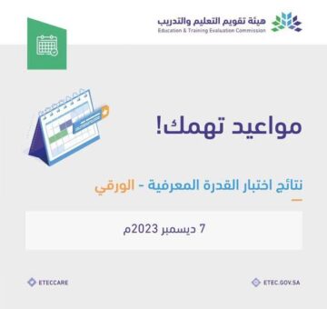 “هنا “رابط استعلام نتائج القدرة المعرفية 1445 والذي سيتم تفعيل عليه النتيجة اليوم