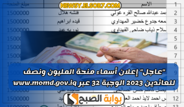إعلان أسماء منحة المليون ونصف للعائدين 2023 الوجبة 32 التفاصيل عبر www.momd.gov.iq