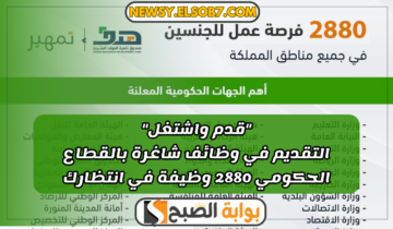 “قدم واشتغل” رابط التقديم في وظائف شاغرة بالقطاع الحكومي 2880 وظيفة في انتظارك
