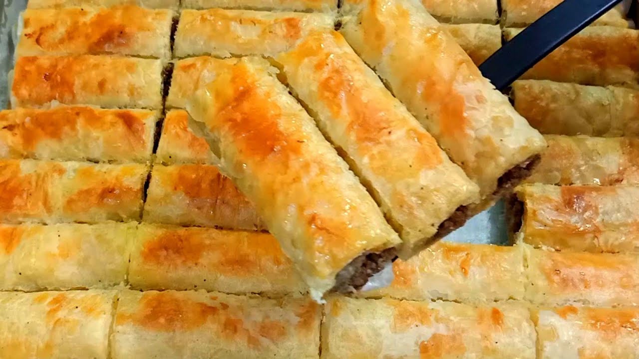 البوريك التركي السريع باللحمة المفرومة بدون عجن أحلى غداء أو عشاء هتعمليه