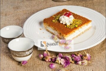طريقة عمل البسبوسة بالقشطة والحليب خطوة بخطوة