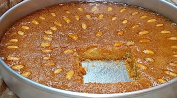 طريقة عمل بسبوسة بالزبادي 1