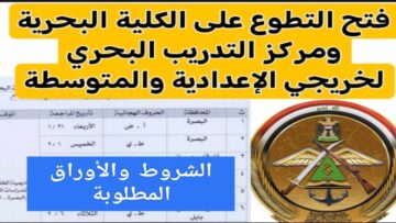 التقديم علي الكلية البحرية ومركز التدريب المهني 2024 بالعراق// الموعد والشروط والأوراق المطلوبة للتقديم