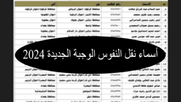 رابـــط أسماء نقل النفوس العراق 2024 الوجبة الـــ 121 و الــ 122 في عموم المحافظات العراقية