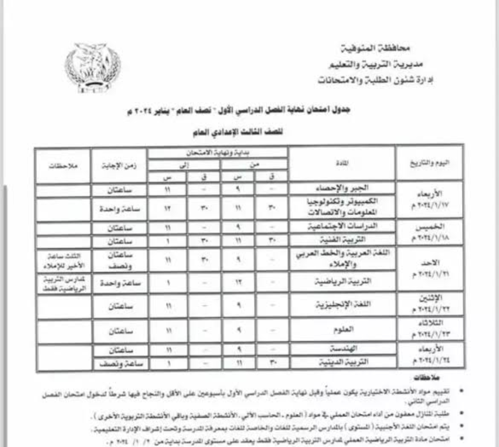 موعد امتحانات نصف السنة بالعراق 2024 الترم الاول جميع المحافظات 5 موعد امتحانات نصف السنة بالعراق 2024 الترم الاول جميع المحافظات