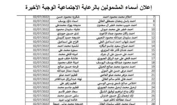 ترقبوا … إعلان أسماء المشمولين بالرعاية الاجتماعية الوجبة الأخيرة عبر منصة مظلتي الإلكترونية