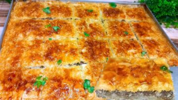 صينية الجلاش الطري باللحمة المفرومة أكلة شهية وطعمها مثالي