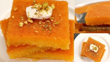 طريقة عمل البسبوسة بالقشطة