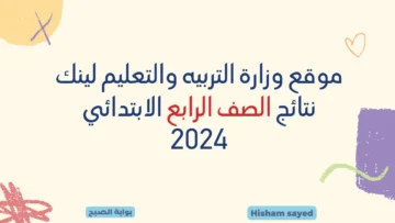 موقع وزارة التربيه والتعليم لينك نتائج الصف الرابع الابتدائي 2024 نتيجة خامسة وسادسة محافظة القاهرة