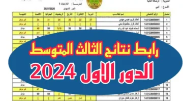 رابط نتائج الثالث متوسط 2024 الدور الأول من موقع نتائجنا في كل المحافظات العراقية