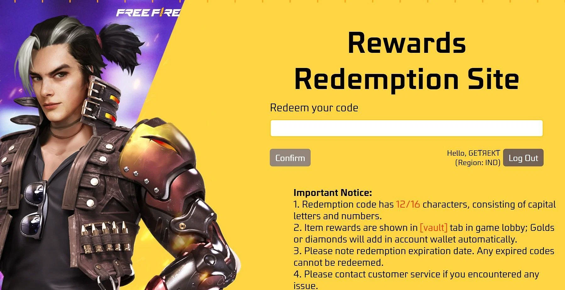 حصري الآن.. أجدد أكواد لعبة فري فاير free fire codes 2024 غير مستعملة من موقع غارينا وطريقة الاستبدال