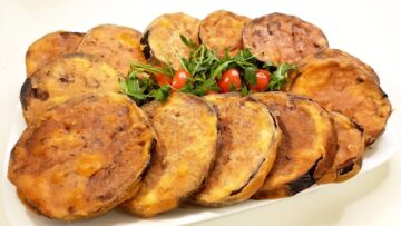 صحي ولذيذ.. طريقة الباذنجان المقلي المقرمش بدون امتصاص زيت نهائيا زي بتاع المطاعم