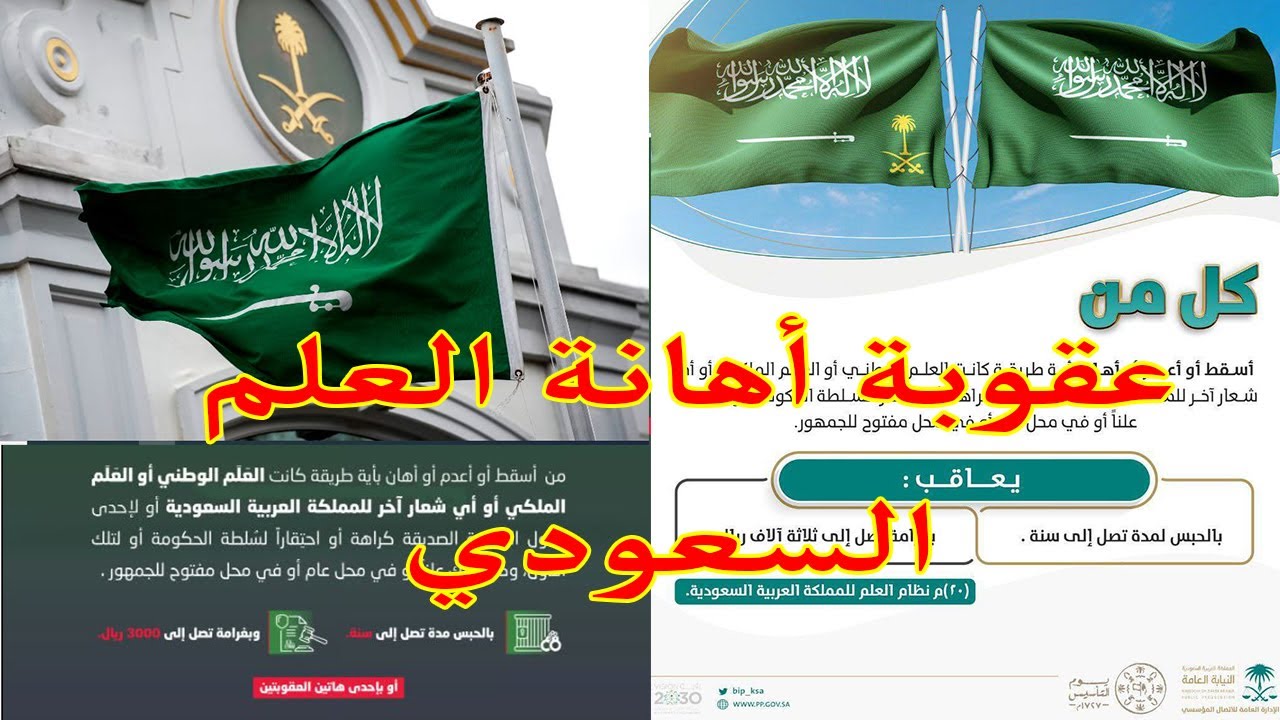 السجن والغرامة.. النيابة العامة تحدد عقوبة إسقاط أو إهانة العلم السعودي 5 السجن والغرامة.. النيابة العامة تحدد عقوبة إسقاط أو إهانة العلم السعودي