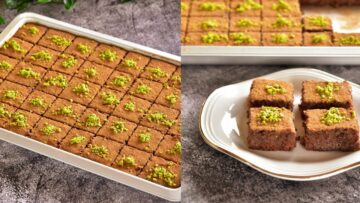 طريقة عمل بسبوسة التمر خطوة بخطوة