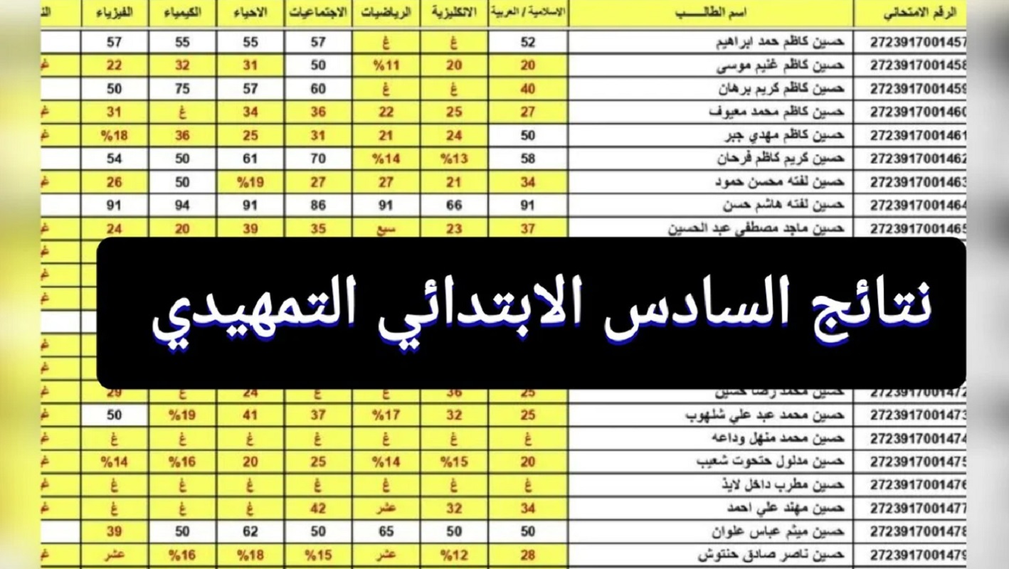 رابط نتائج السادس الابتدائي العراق 2024 “التمهيدي” بالرقم الامتحاني عبر epedu.gov.iq