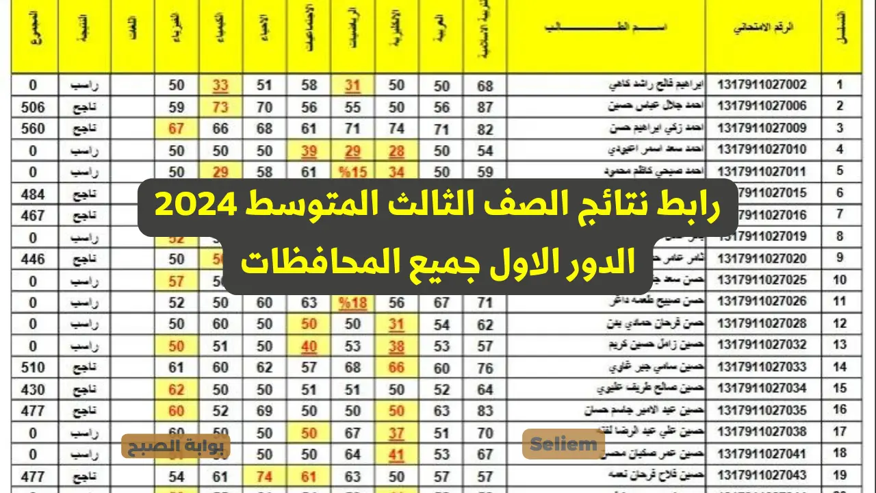 بالرقم الامتحاني.. رابط نتائج الصف الثالث المتوسط 2024 الدور الاول moedu.gov.iq بغداد نينوى ديالى أنبار كربلاء 5 بالرقم الامتحاني.. رابط نتائج الصف الثالث المتوسط 2024 الدور الاول moedu.gov.iq بغداد نينوى ديالى أنبار كربلاء