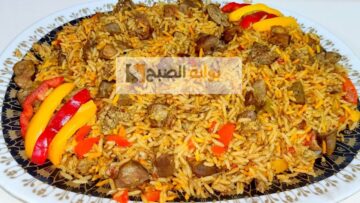 طريقة عمل رز بالخلطة بالكبد والقوانص سهل وسريع