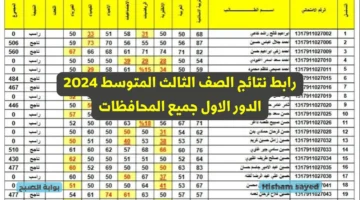نتائج الثالث متوسط 2024 الدور الاول pdf