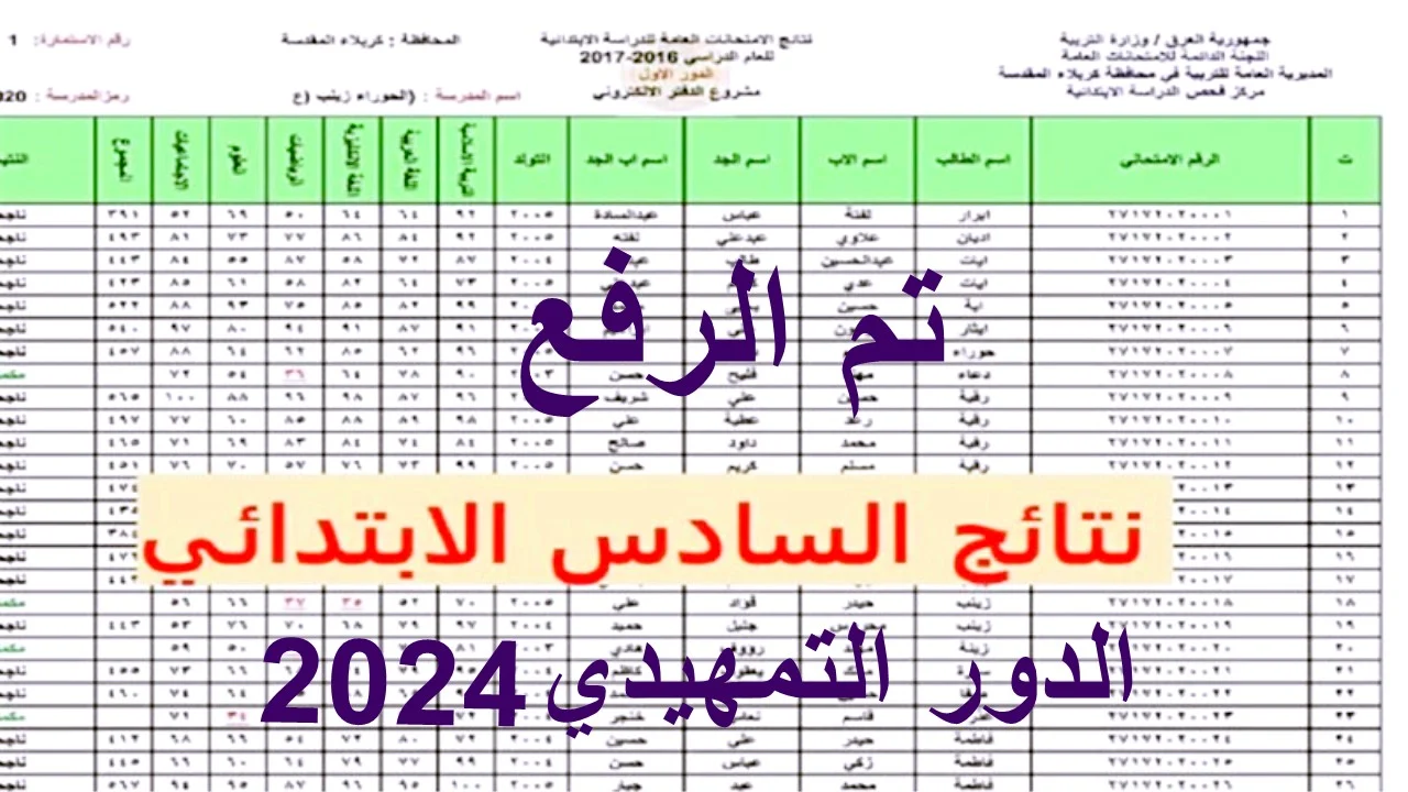 رابط نتائج السادس التمهيدي 2024 العراق مباشر عبر موقع وزارة التربية العراقية
