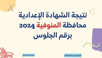 الأن نتائج 3 اعدادي برقم الجلوس.. لينك نتيجة الشهادة الإعدادية محافظة المنوفية 2024 عبر بوابة المديرية وزارة التربية والتعليم