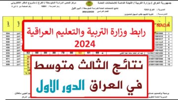رابط نتائج الثالث متوسط الدور الاول عبر وزارة التربية والتعليم العراقي بالرقم الامتحاني عموم المحافظات