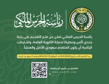 التقديم هنا.. وظائف الحرس الملكي رتبة جندي أمن وحماية 1445 شروط مهمة ورابط التقديم الرسمي irec. srg. gov. sa