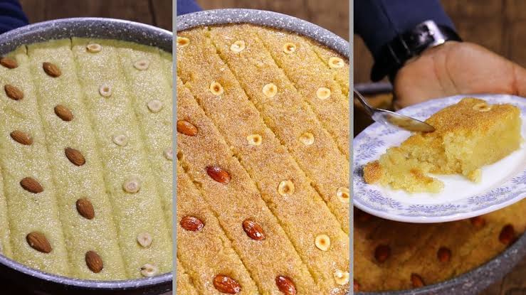 بدون سمن أو زيت.. سر بسبوسة الحلواني بترميلتها ولونها الذهبي في 30 دقيقة فقط !! 5 بدون سمن أو زيت.. سر بسبوسة الحلواني بترميلتها ولونها الذهبي في 30 دقيقة فقط !!