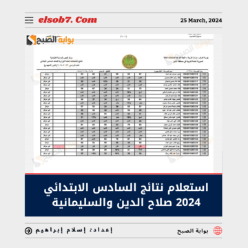 “ظهرت رسمياً” استعلام نتائج السادس الابتدائي 2024 صلاح الدين والسليمانية الترم الثاني الدور الأول