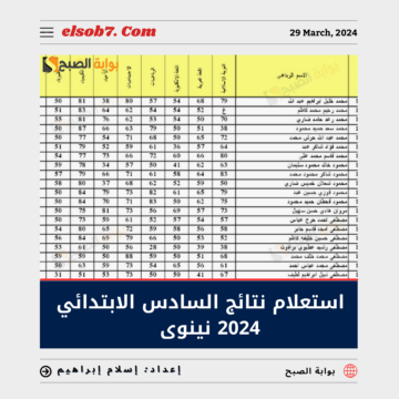 استعلام نتائج السادس الابتدائي 2024 نينوي الدور الاول الترم الثاني