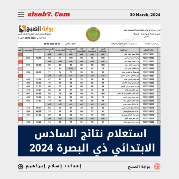 “عاجل ورسمياً” خطوات ورابط الاستعلام عن نتيجة السادس الابتدائي البصرة 2024 الترم الثاني