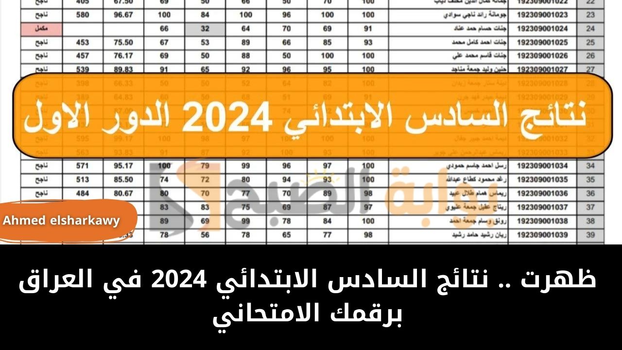 ظهرت .. نتائج السادس الابتدائي الدور الأول 2024 جميع محافظات العراق بالرقم الامتحاني 5 ظهرت .. نتائج السادس الابتدائي الدور الأول 2024 جميع محافظات العراق بالرقم الامتحاني