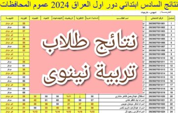 نتائج السادس الابتدائي نينوى الدور الأول 2024 من خلال موقع وزارة التربية العراقية