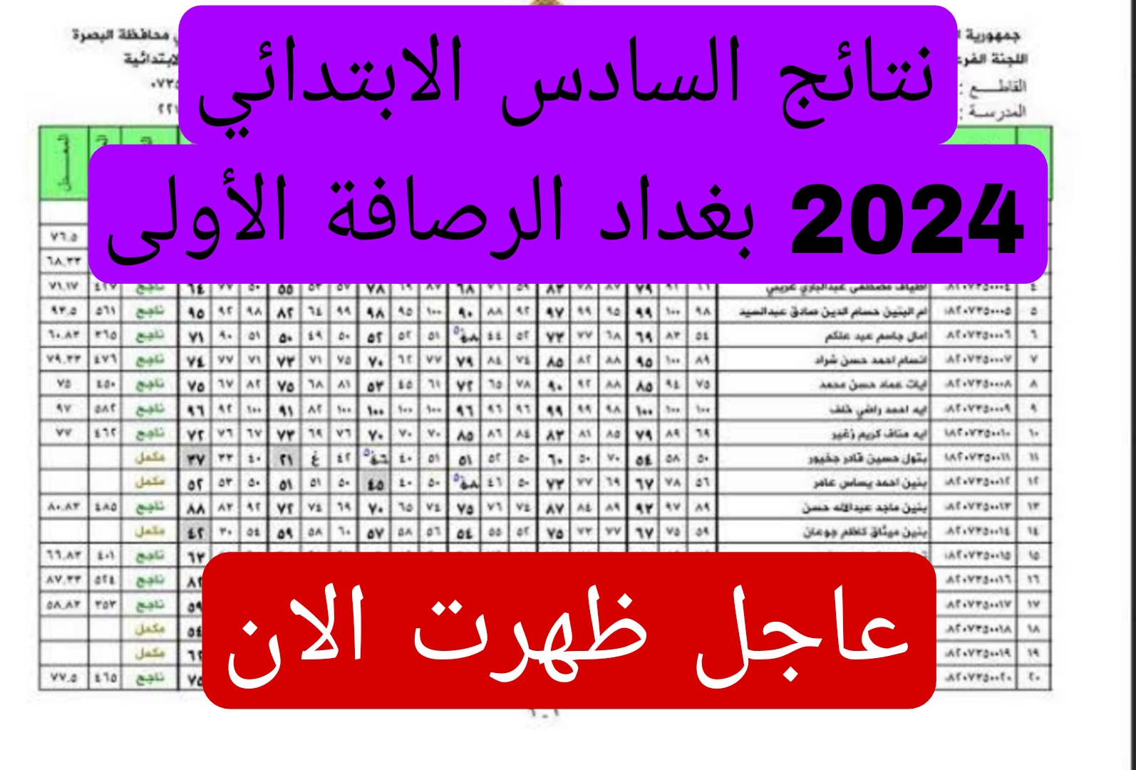 ظهرت الآن.. نتائج الرصافة الاولى الصف السادس الابتدائي 2024 عبر بوابة وزارة التربية العراقية.. الف مبروك للجميع 2 ظهرت الآن.. نتائج الرصافة الاولى الصف السادس الابتدائي 2024 عبر بوابة وزارة التربية العراقية.. الف مبروك للجميع