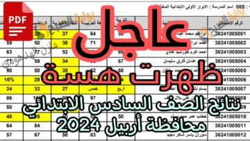 «عاجل» ظهرت هسة نتائج الصف السادس الابتدائي أربيل وتربية واسط 2024 العراق الدور الأول “نزلها من هنا بصيغة pdf”