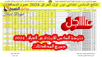 «عاجل ورسمياً».. نتائج الرصافة الثانية السادس الابتدائي 2024 الدور الأول في العراق