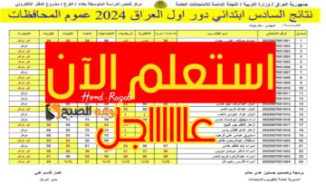 نينوى/ البصرة/ ذي قار.. نتائج السادس الابتدائي الدور الأول العراق 2024 بالدرجات