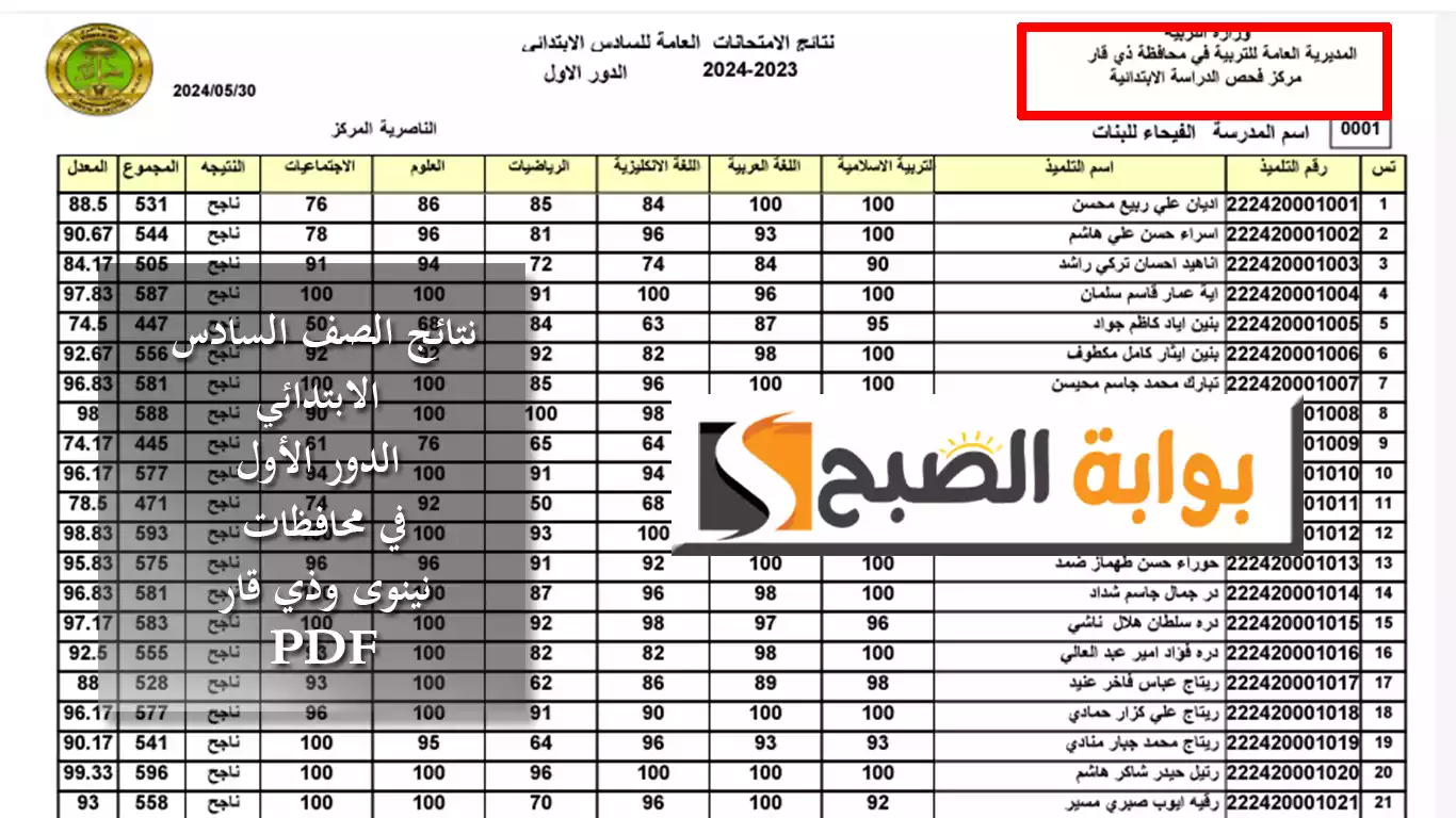 نتائج الصف السادس الابتدائي الدور الأول في محافظات نينوى وذي قار تنزيل pdf بسرعة وسهولة 5 نتائج الصف السادس الابتدائي الدور الأول في محافظات نينوى وذي قار تنزيل pdf بسرعة وسهولة