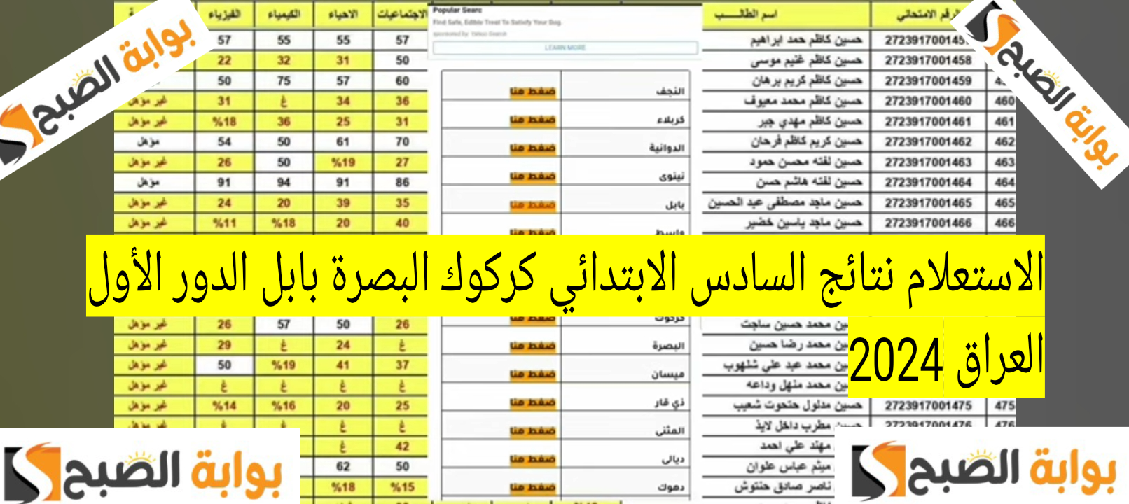 الاستعلام نتائج السادس الابتدائي كركوك البصرة بابل الدور الأول العراق 2024 5 الاستعلام نتائج السادس الابتدائي كركوك البصرة بابل الدور الأول العراق 2024