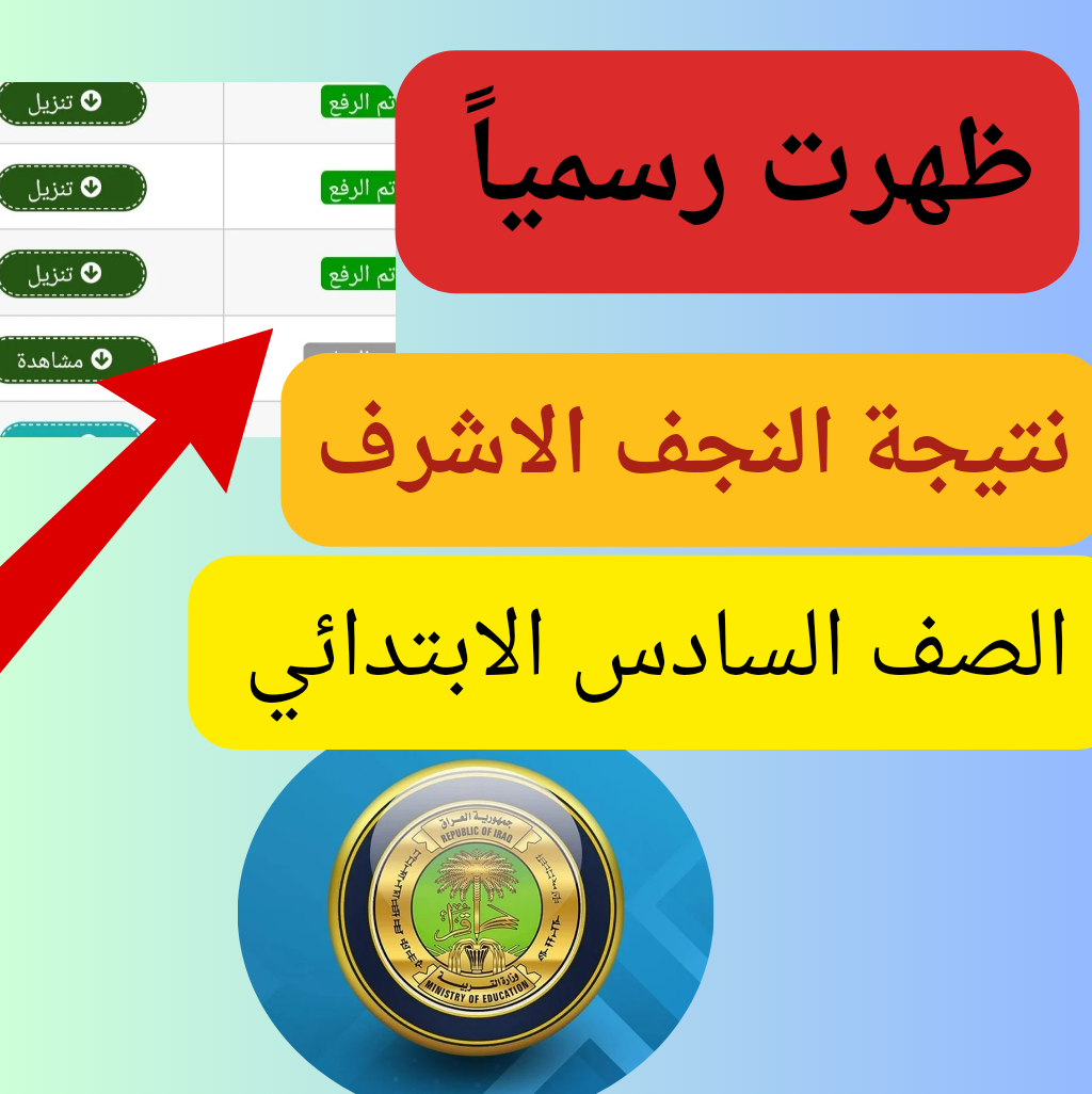 مبروك  النجاح.. إعلان نتائج السادس الابتدائي النجف الاشرف  2024 دور أول بالعراق