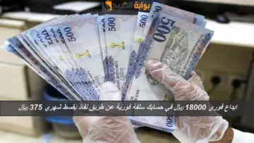 ايداع فوري 18000 ريال في حسابك سلفة فورية عن طريق نفاذ بدون فوائد بقسط شهري 375 ريال