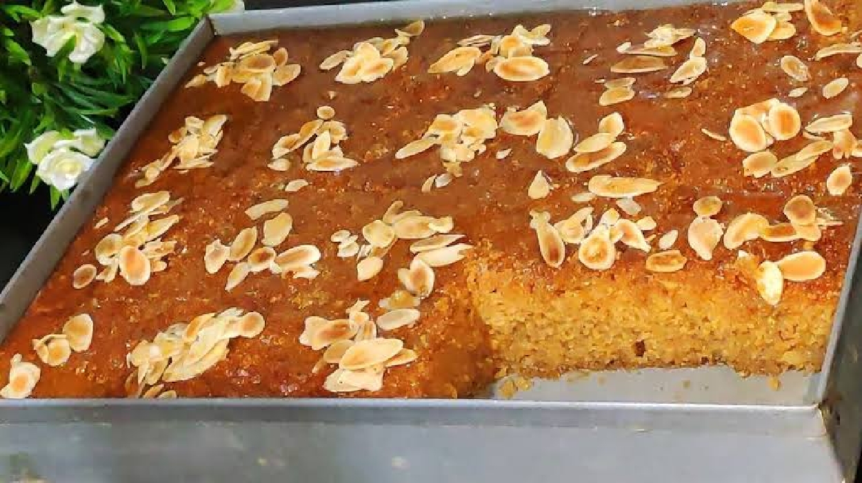 طرية ومرملة بسبوسة السميد بالزبادي اعمليها احسن من الجاهزة 2 طرية ومرملة بسبوسة السميد بالزبادي اعمليها احسن من الجاهزة