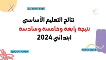 بوابة نتائج التعليم الأساسي eduserv.cairo.gov.eg لينك نتيجة الصف الرابع والخامس والسادس الابتدائي ترم ثاني 2024