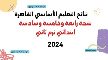 بوابة نتائج التعليم الأساسي القاهرة 2024 eduserv.cairo.gov.eg نتيجة المرحلة الابتدائية رابعة وخامسة وسادسة
